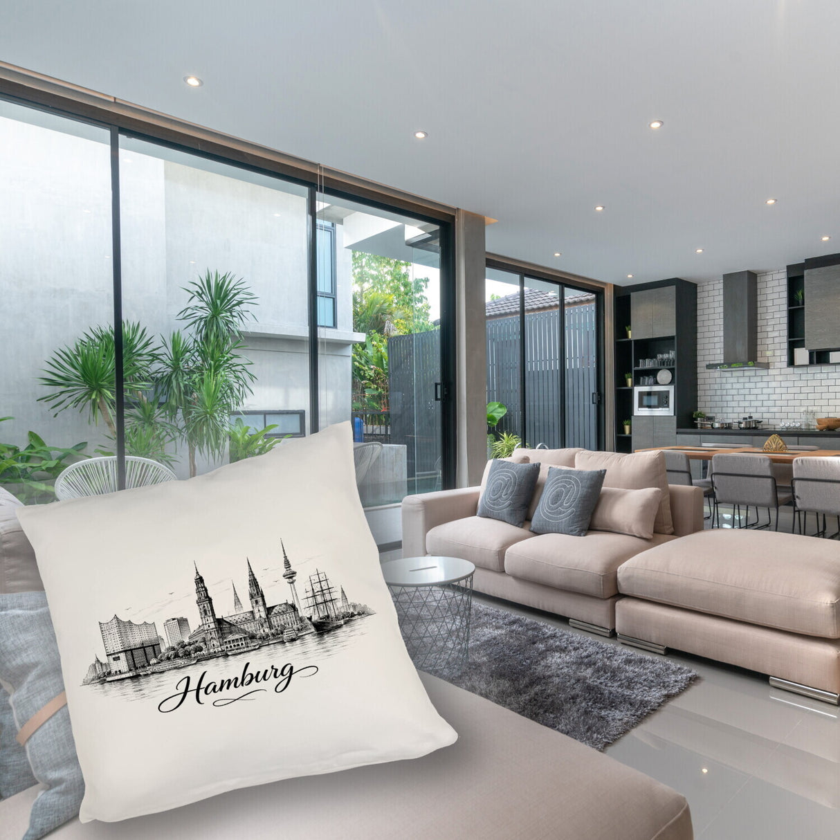Skyline Hamburg Stadtsilhouette Kissen