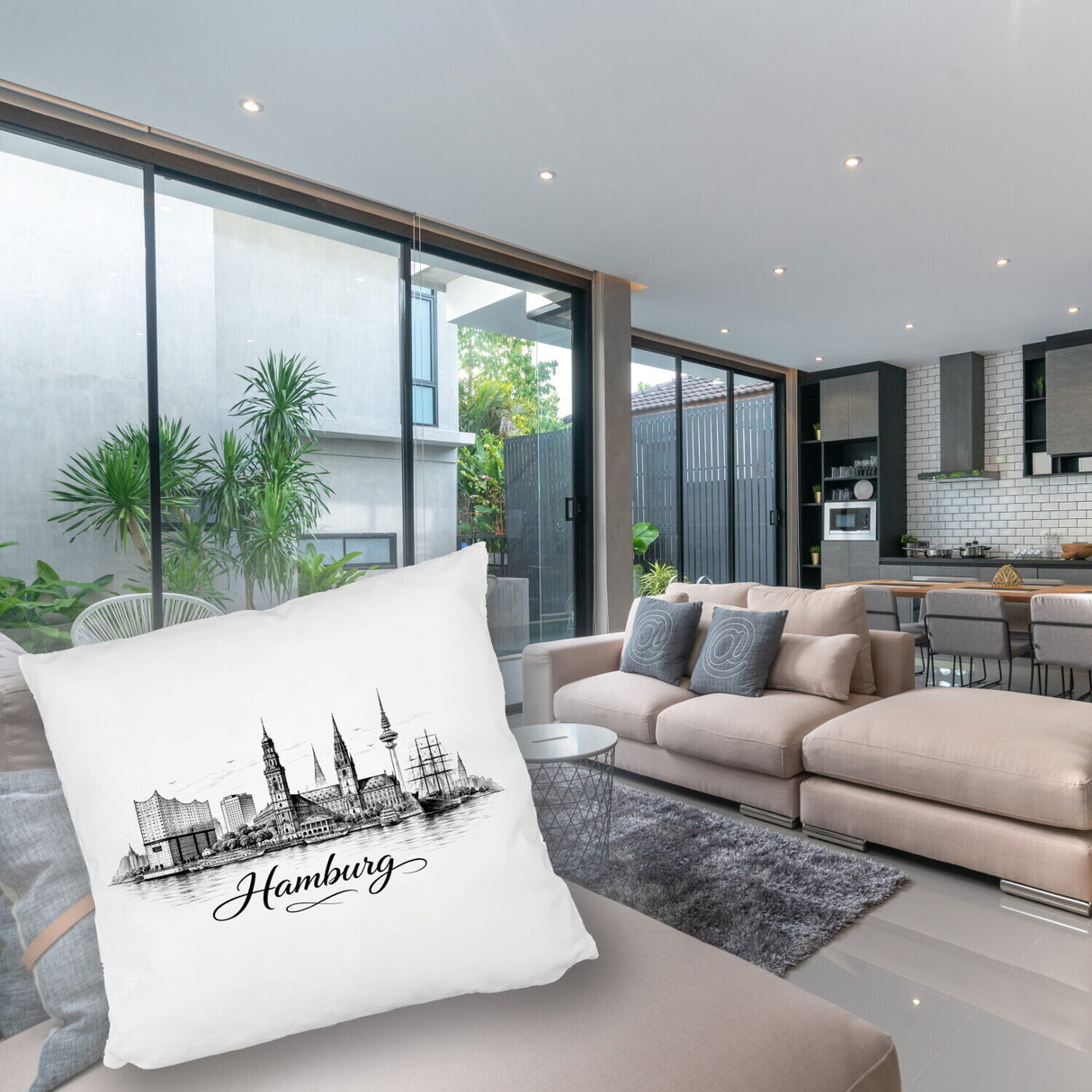 Skyline Hamburg Stadtsilhouette Kissen