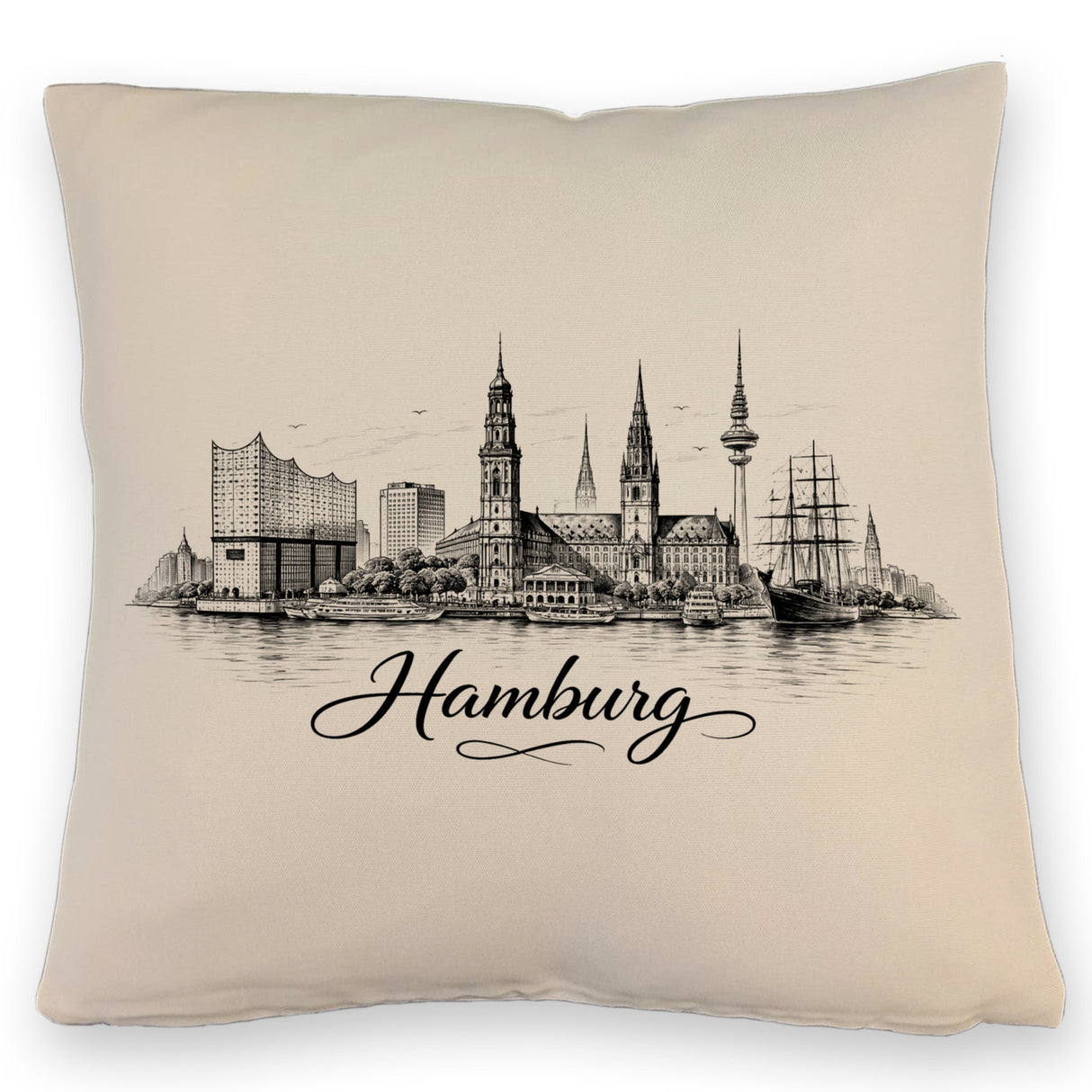 Skyline Hamburg Stadtsilhouette Kissen