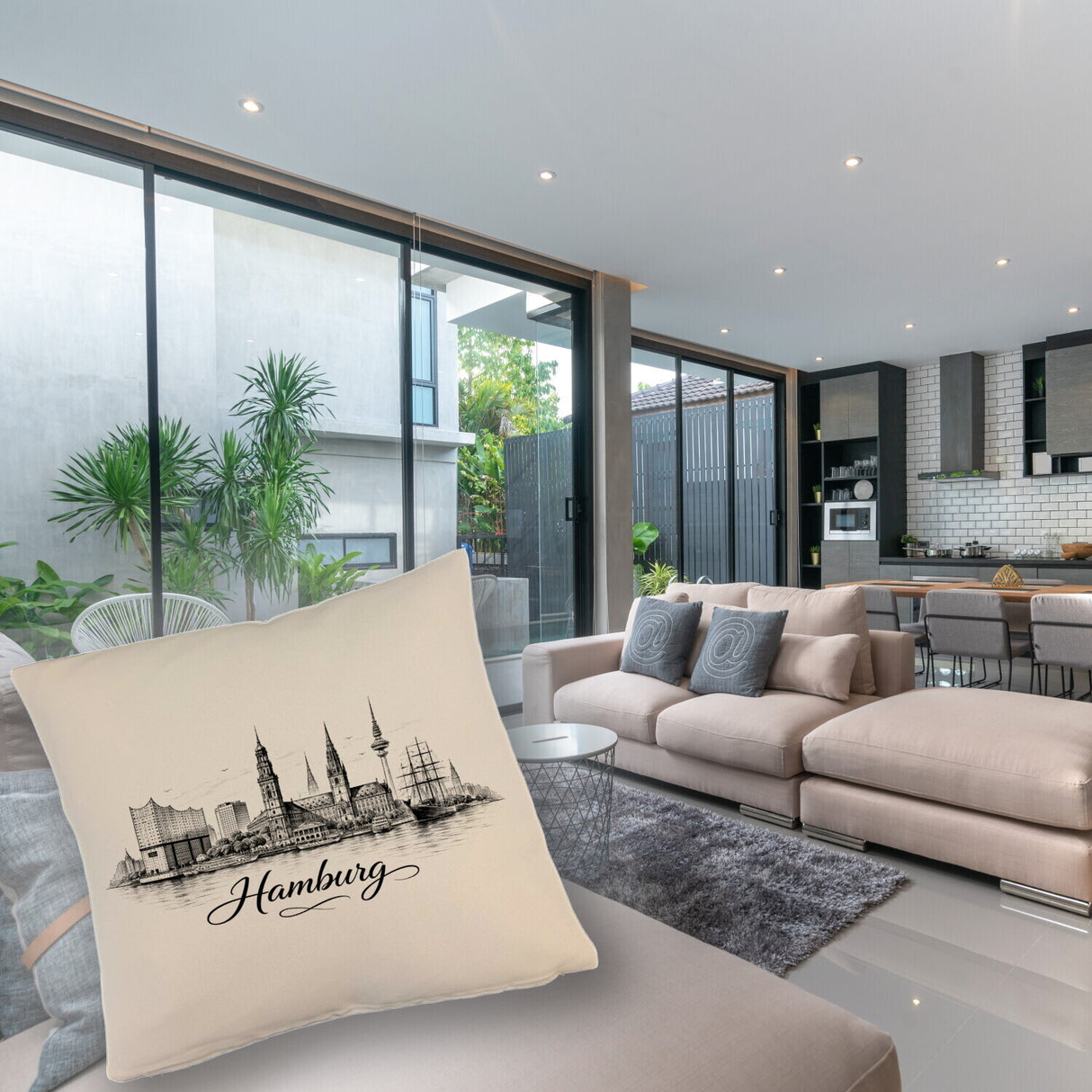 Skyline Hamburg Stadtsilhouette Kissen