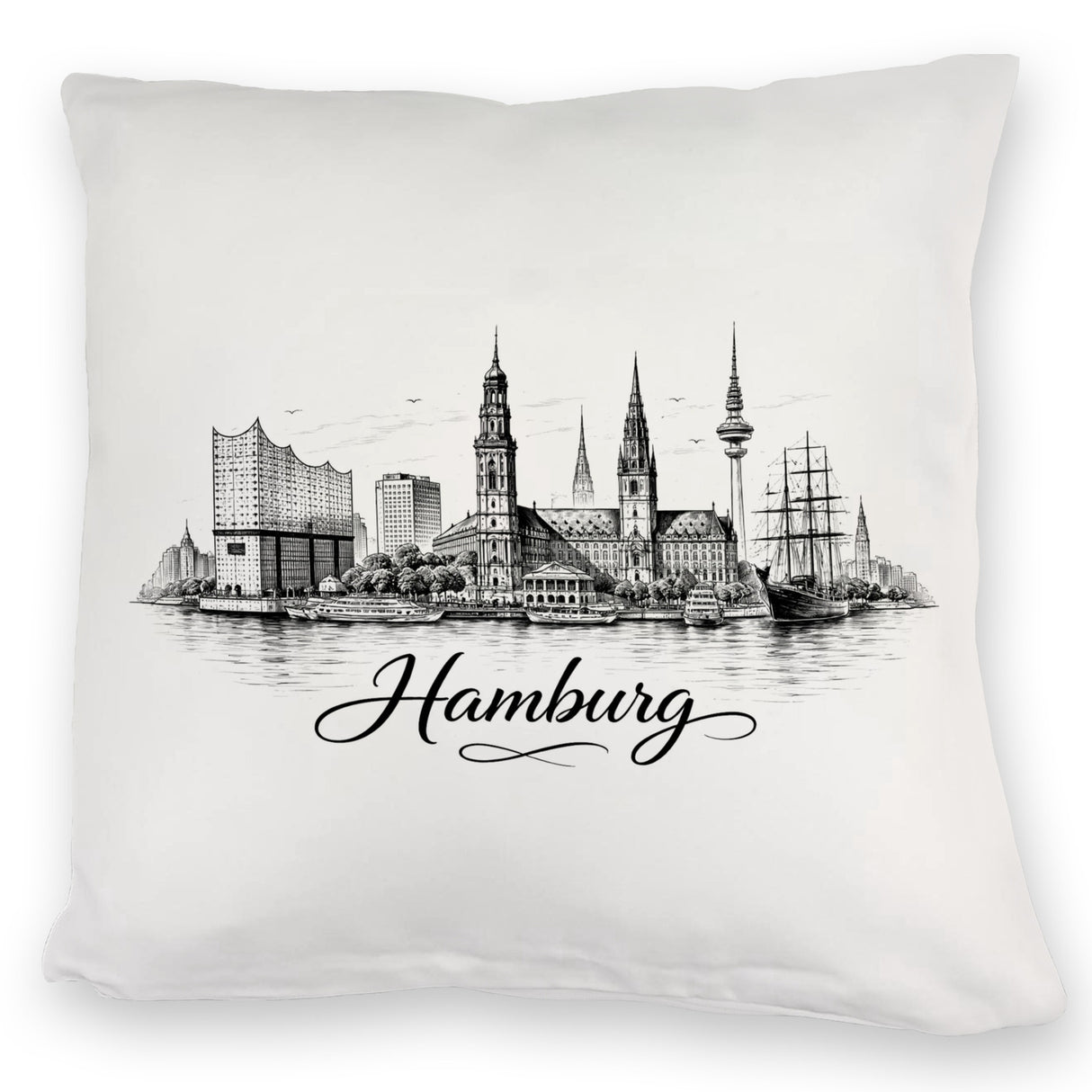 Skyline Hamburg Stadtsilhouette Kissen