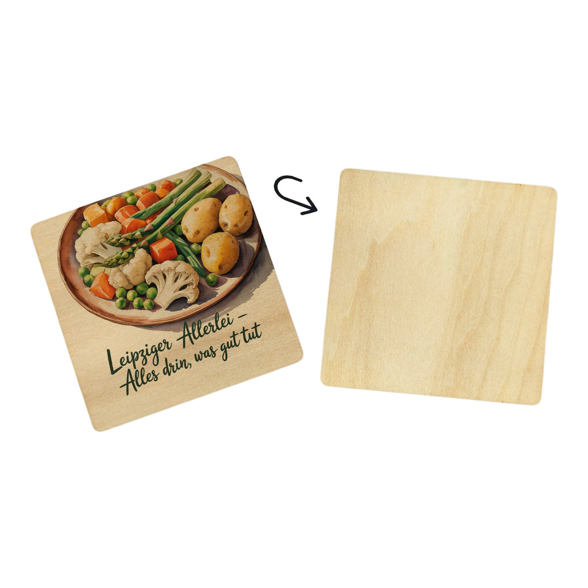 Region Sachsen 6er Set Untersetzer aus Holz - Leipziger Allerlei