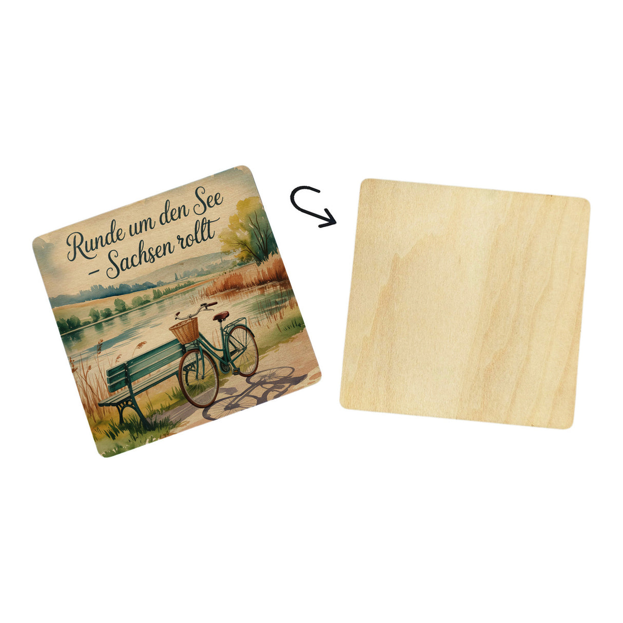 Region Sachsen Seeufer 6er Set Untersetzer aus Holz - Sachsen rollt
