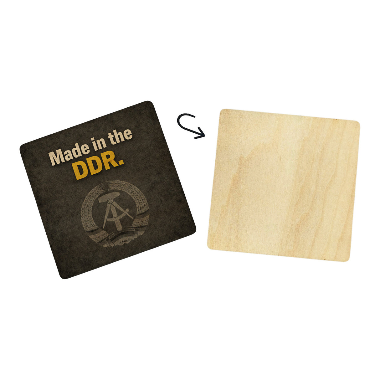 DDR-Stolz 6er Set Untersetzer aus Holz - Made in the DDR