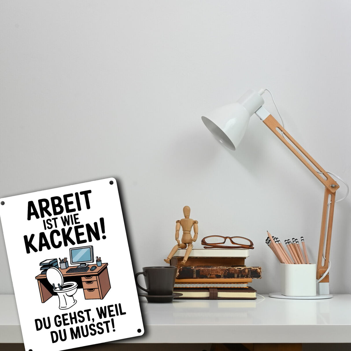 Klo am Arbeitsplatz Metallschild in 15x20 cm - Arbeit ist wie kacken