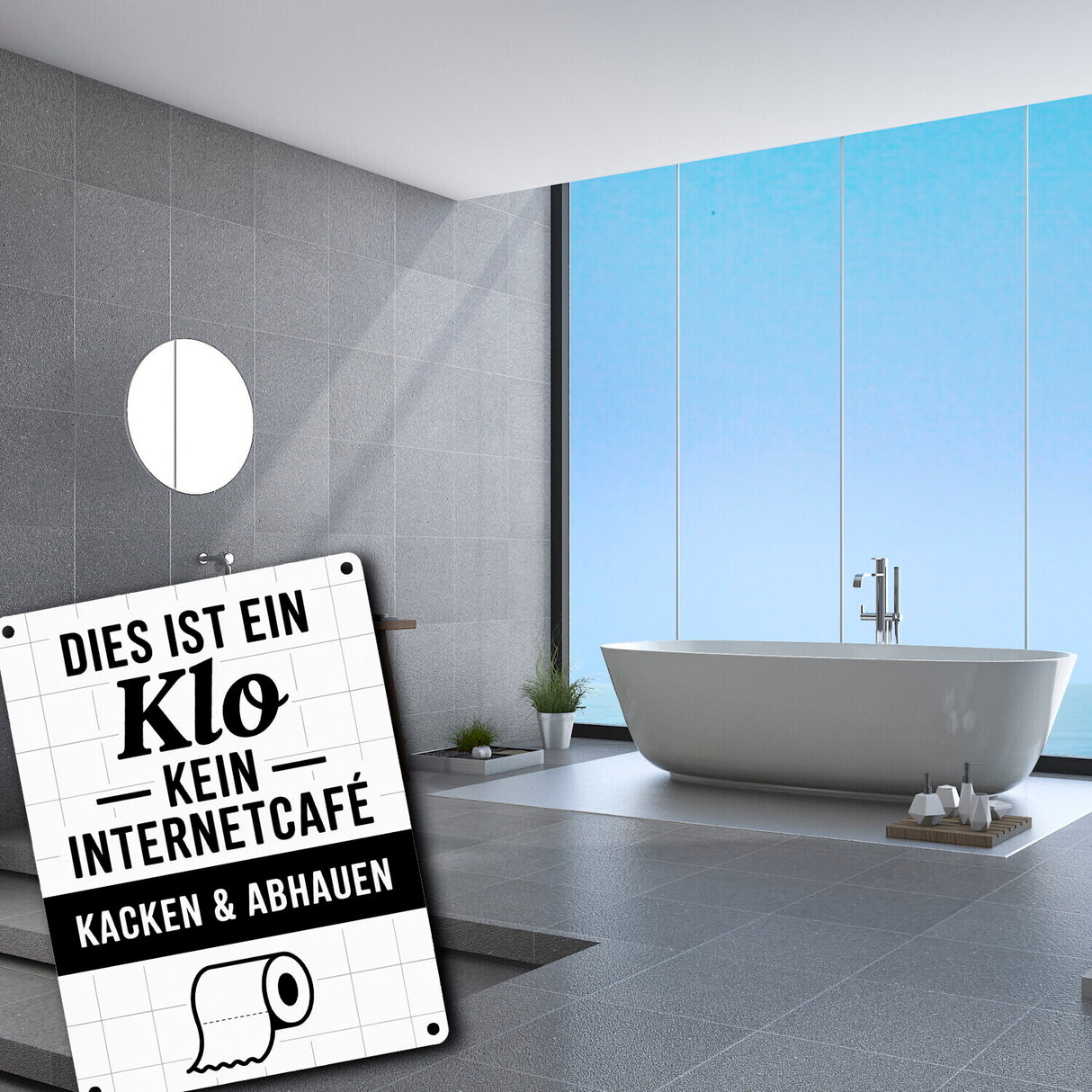 Klo, kein Internetcafe Metallschild in 15x20 cm
