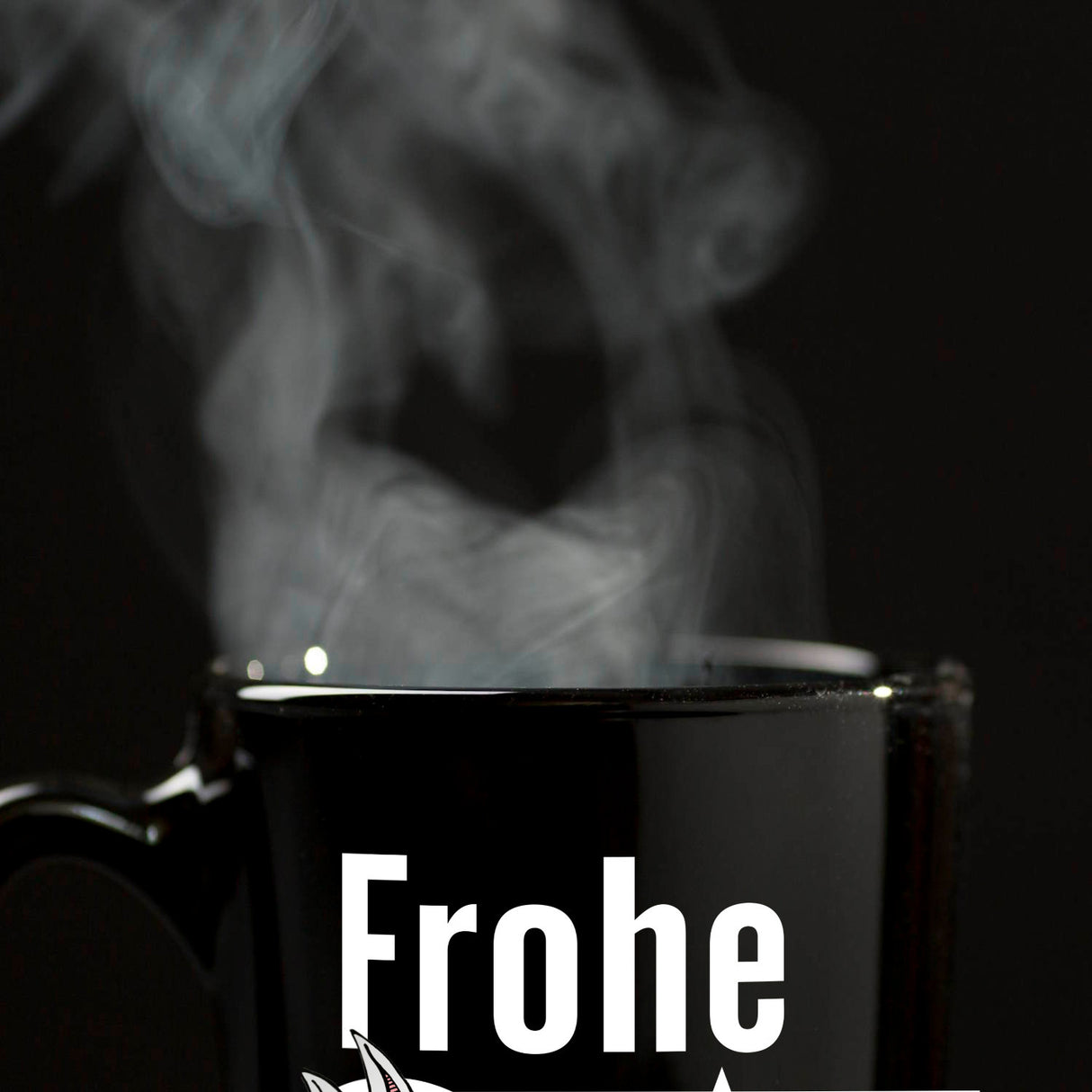 Osterhase Tasse in Schwarz mit Spruch: Frohe Ostern