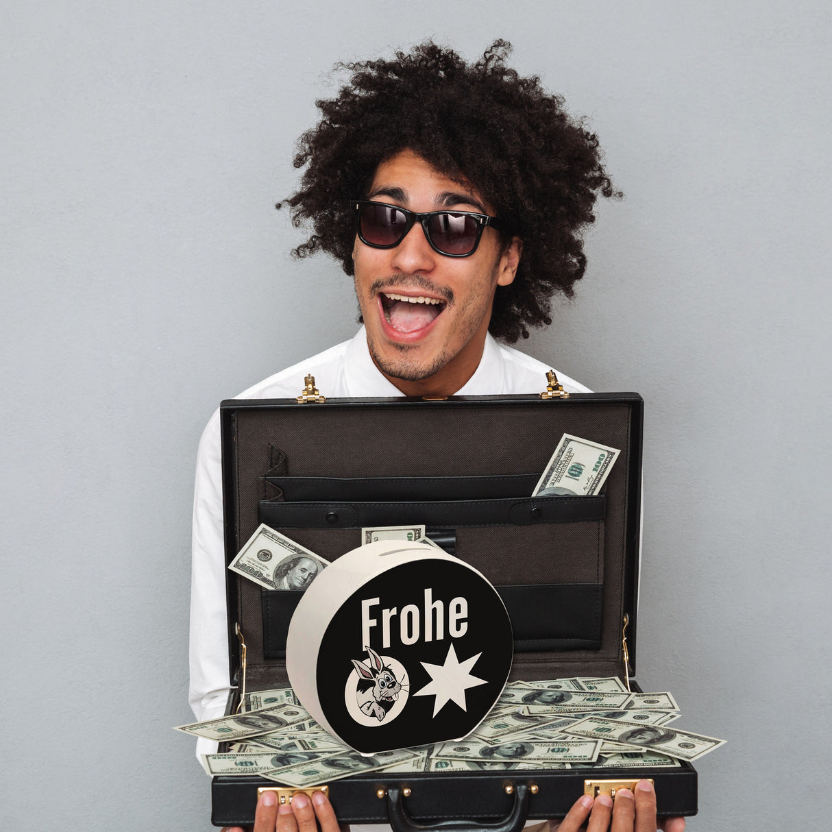 Osterhase Spardose mit Spruch: Frohe Ostern