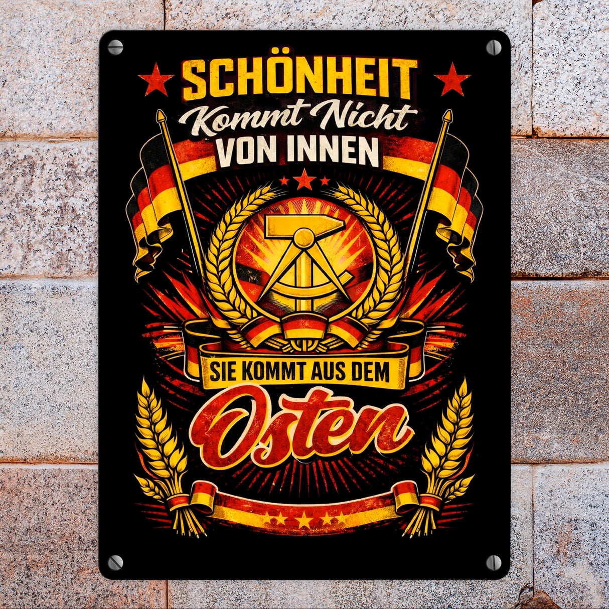 DDR - Schönheit kommt aus dem Osten Metallschild in 15x20 cm