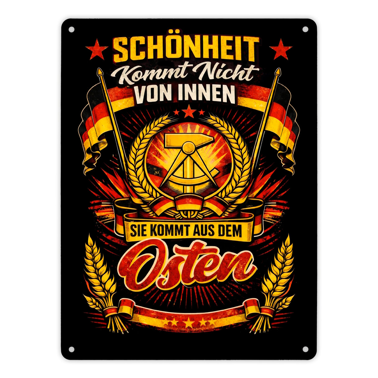 DDR - Schönheit kommt aus dem Osten Metallschild in 15x20 cm