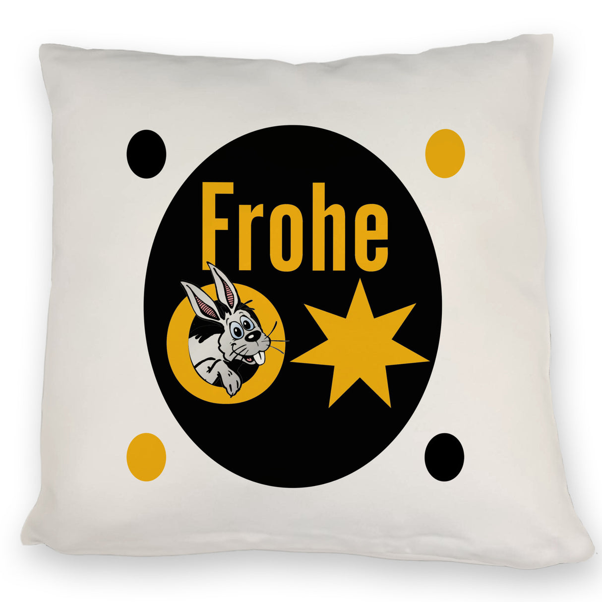Osterhase Kissen mit Spruch: Frohe Ostern