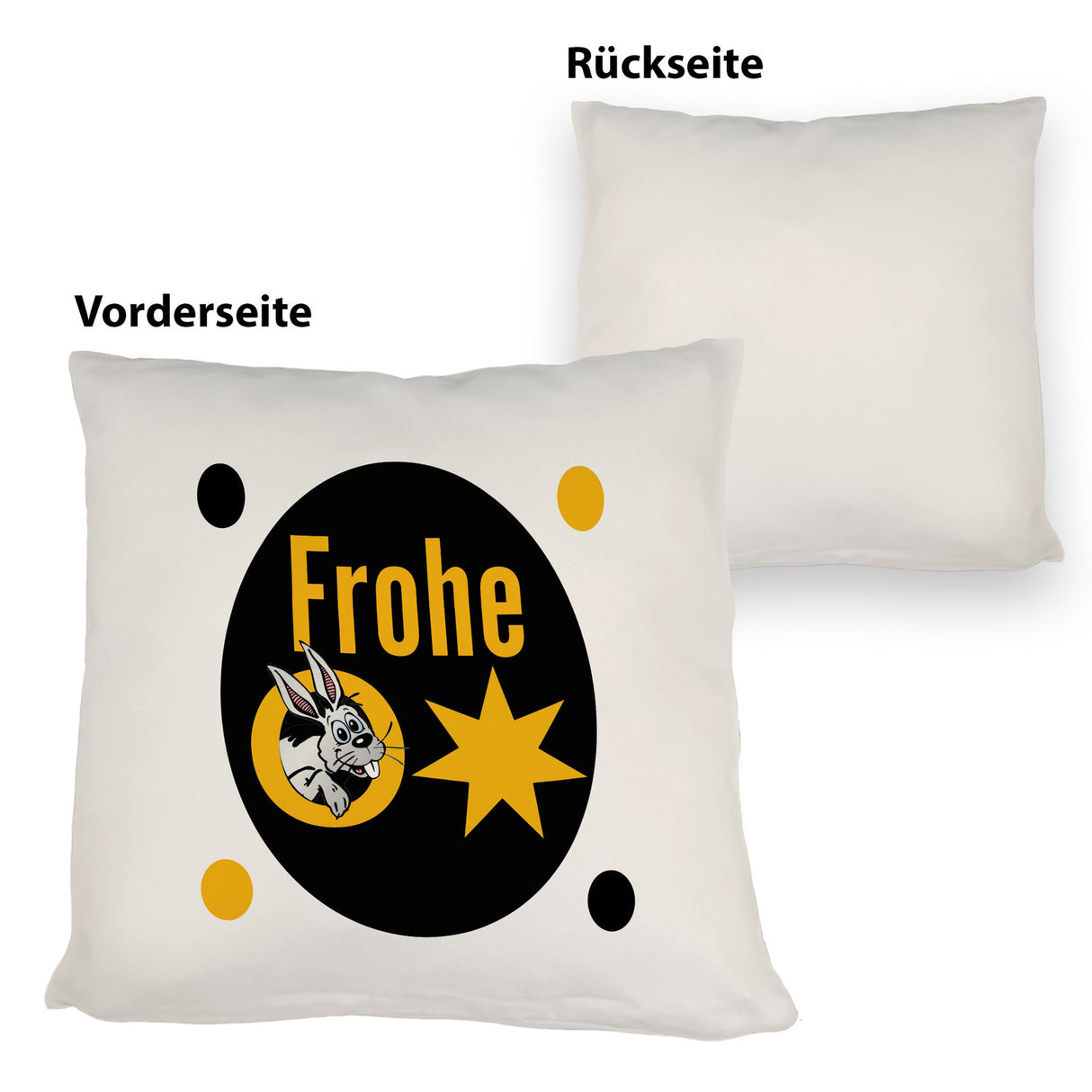 Osterhase Kissen mit Spruch: Frohe Ostern