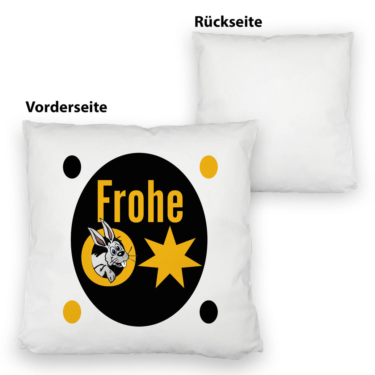 Osterhase Kissen mit Spruch: Frohe Ostern