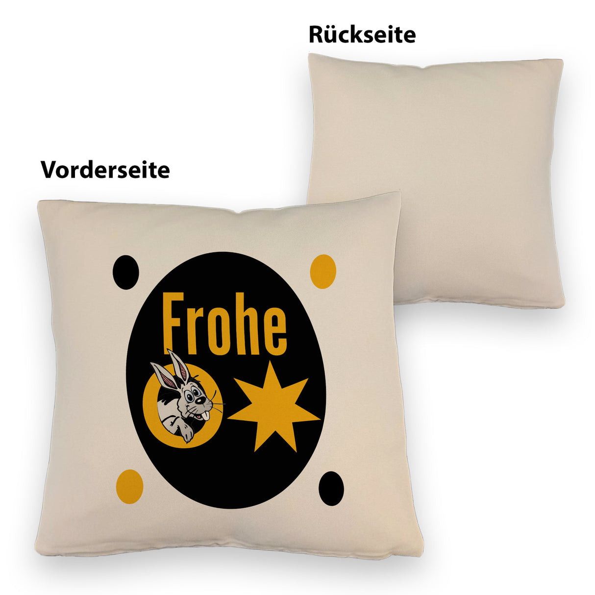 Osterhase Kissen mit Spruch: Frohe Ostern