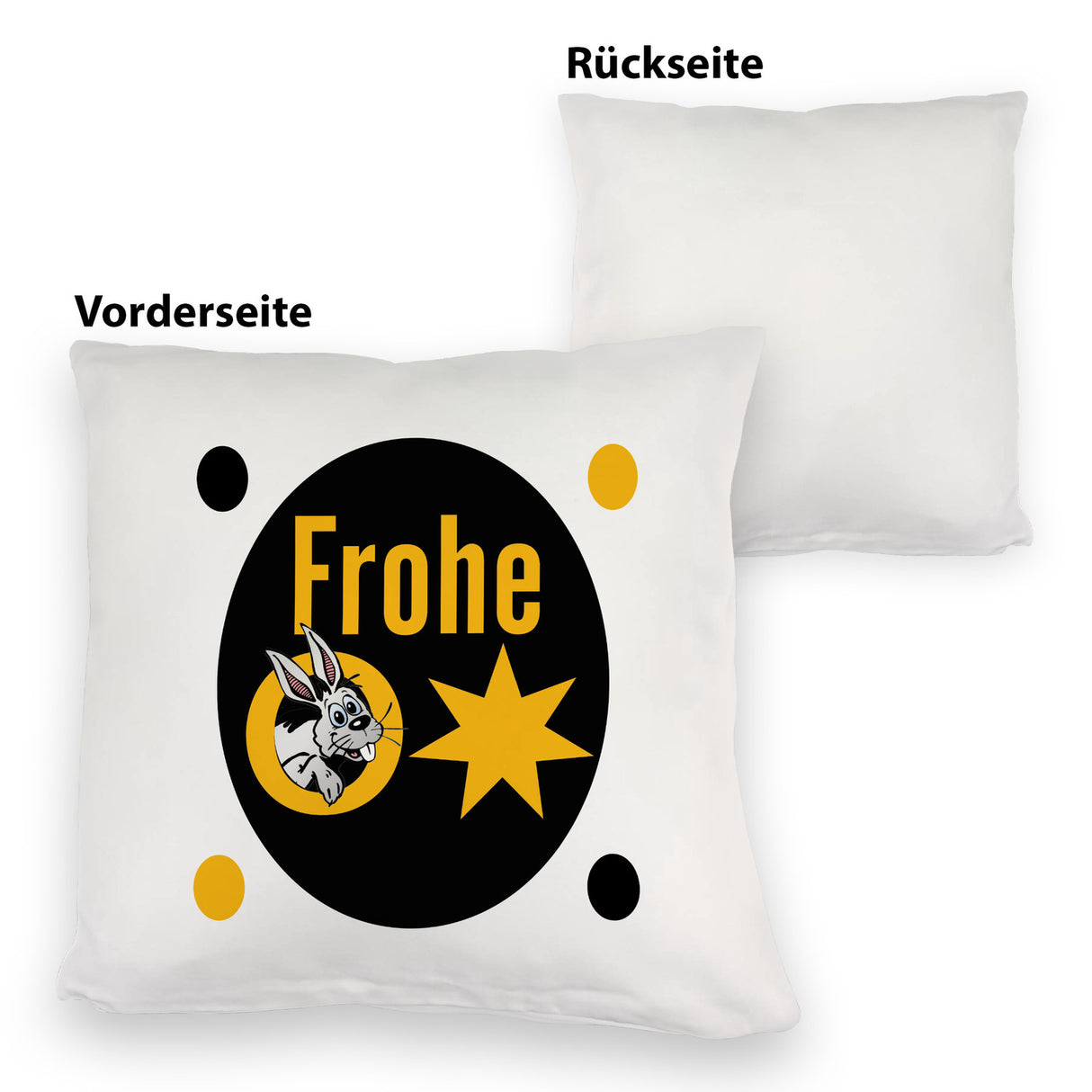Osterhase Kissen mit Spruch: Frohe Ostern