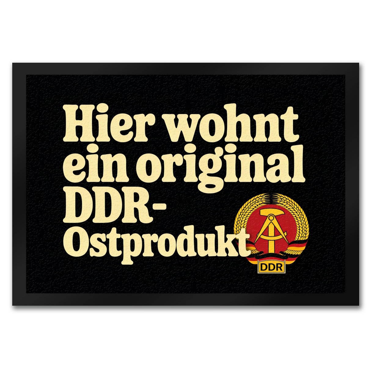 Hier wohnt ein original DDR-Ostprodukt Fußmatte in 35x50 cm mit Wappen