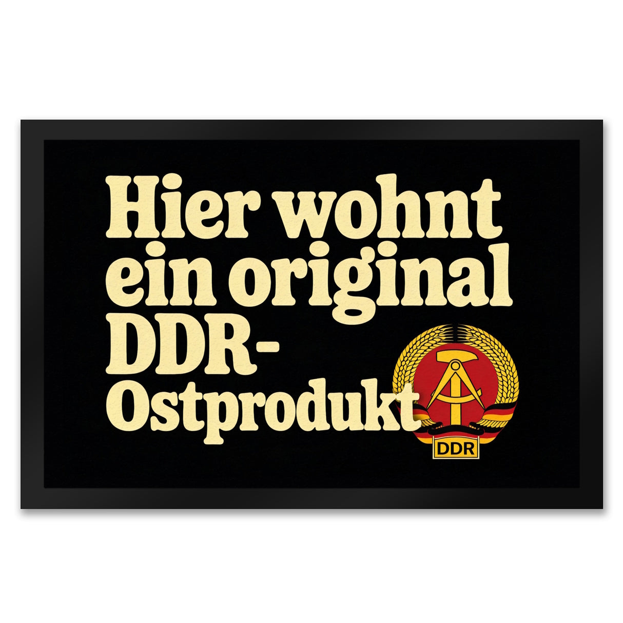 Hier wohnt ein original DDR-Ostprodukt Fußmatte in 35x50 cm mit Wappen