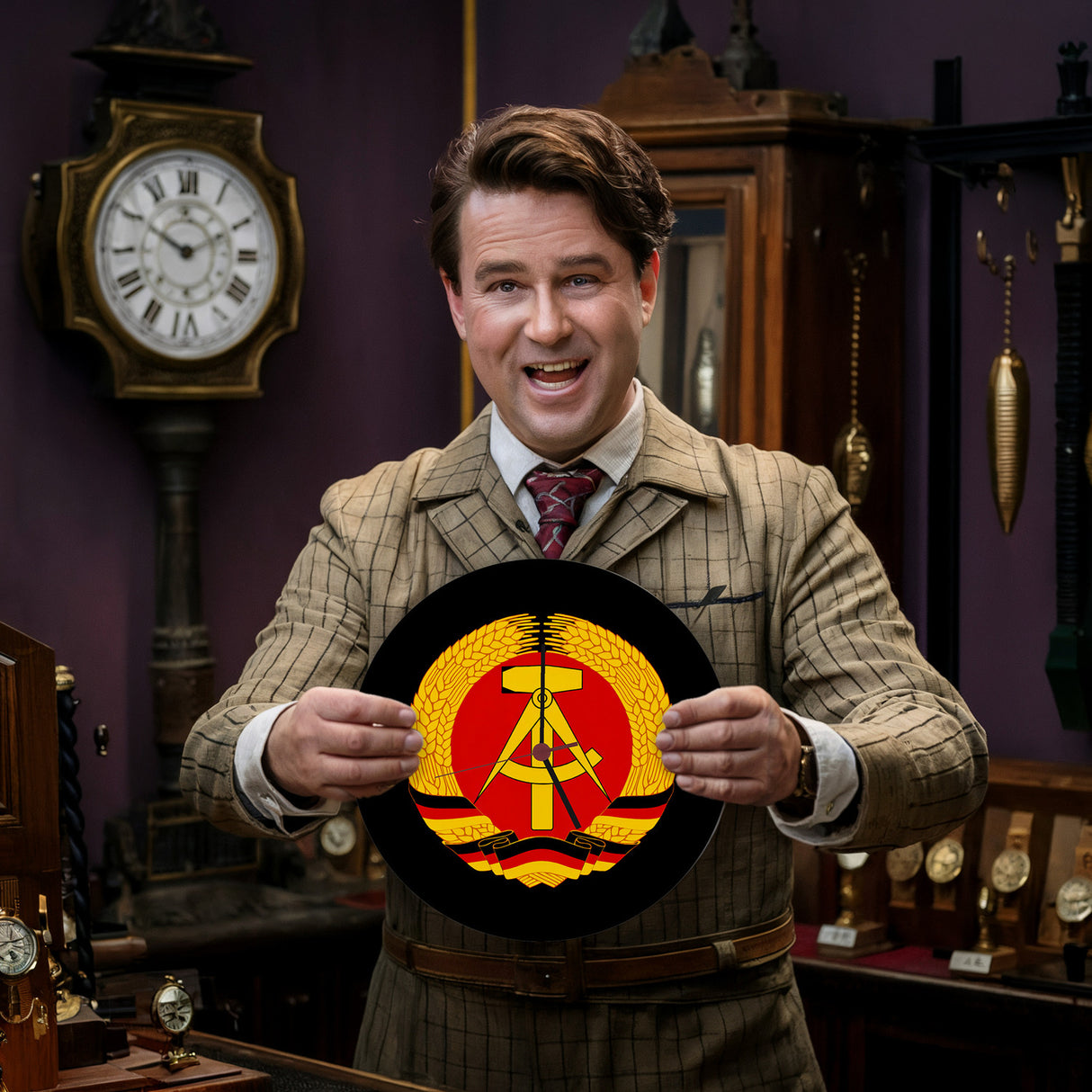 DDR Staatswappen Wanduhr für Ostalgie Fans