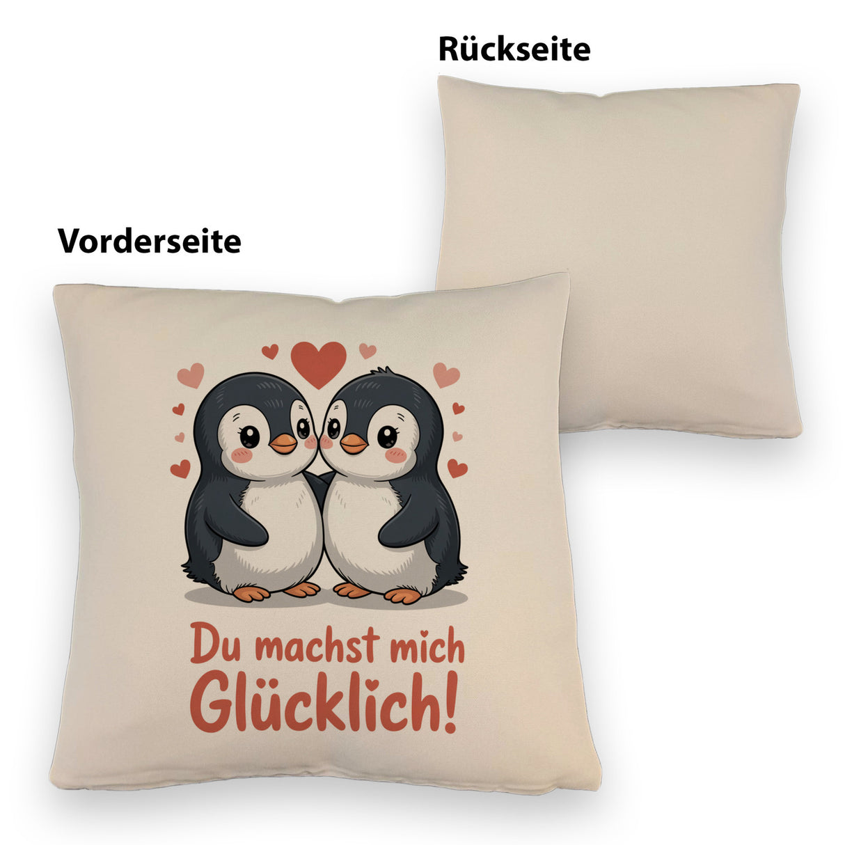 Kawaii Pinguine - Du machst mich glücklich Kissen