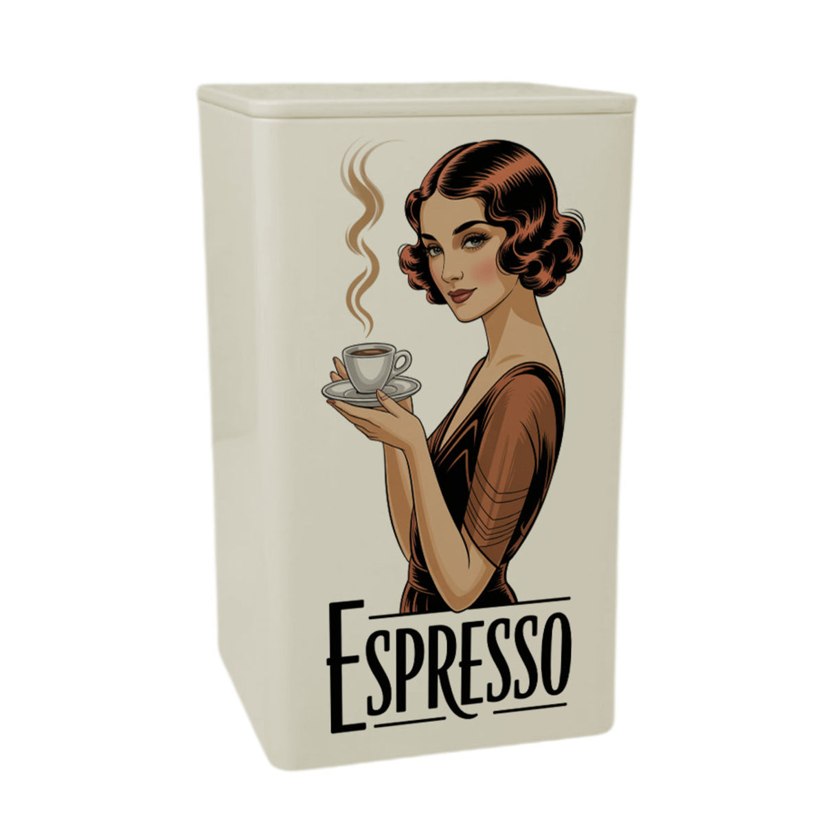 Vintage Frau trinkt Espresso KaffeeDose 900ml im Art Deco Stil