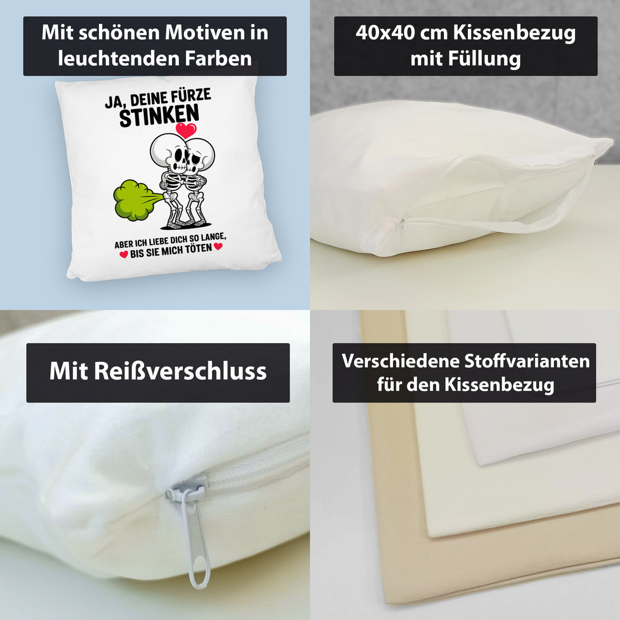 Skelett Pärchen - Ja, deine Fürze stinken Kissen