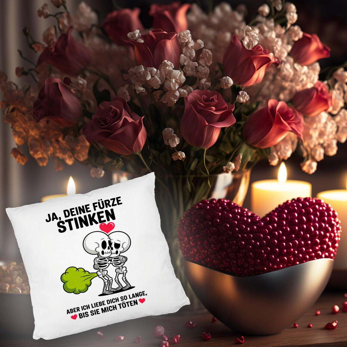 Skelett Pärchen - Ja, deine Fürze stinken Kissen