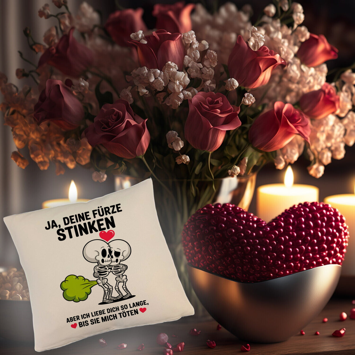 Skelett Pärchen - Ja, deine Fürze stinken Kissen