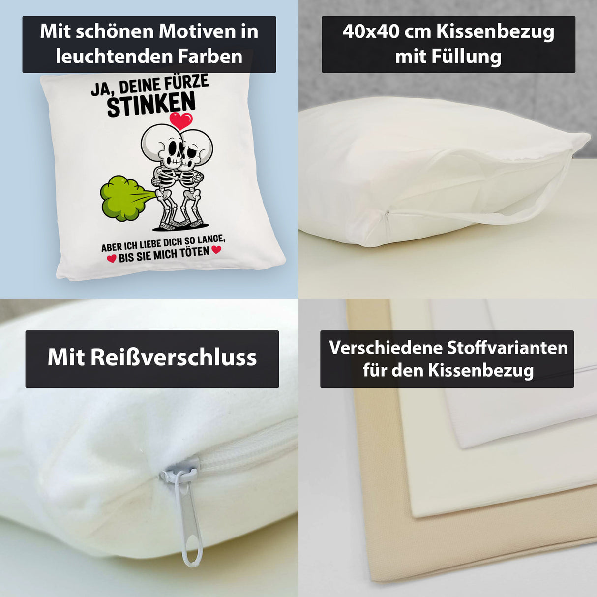Skelett Pärchen - Ja, deine Fürze stinken Kissen