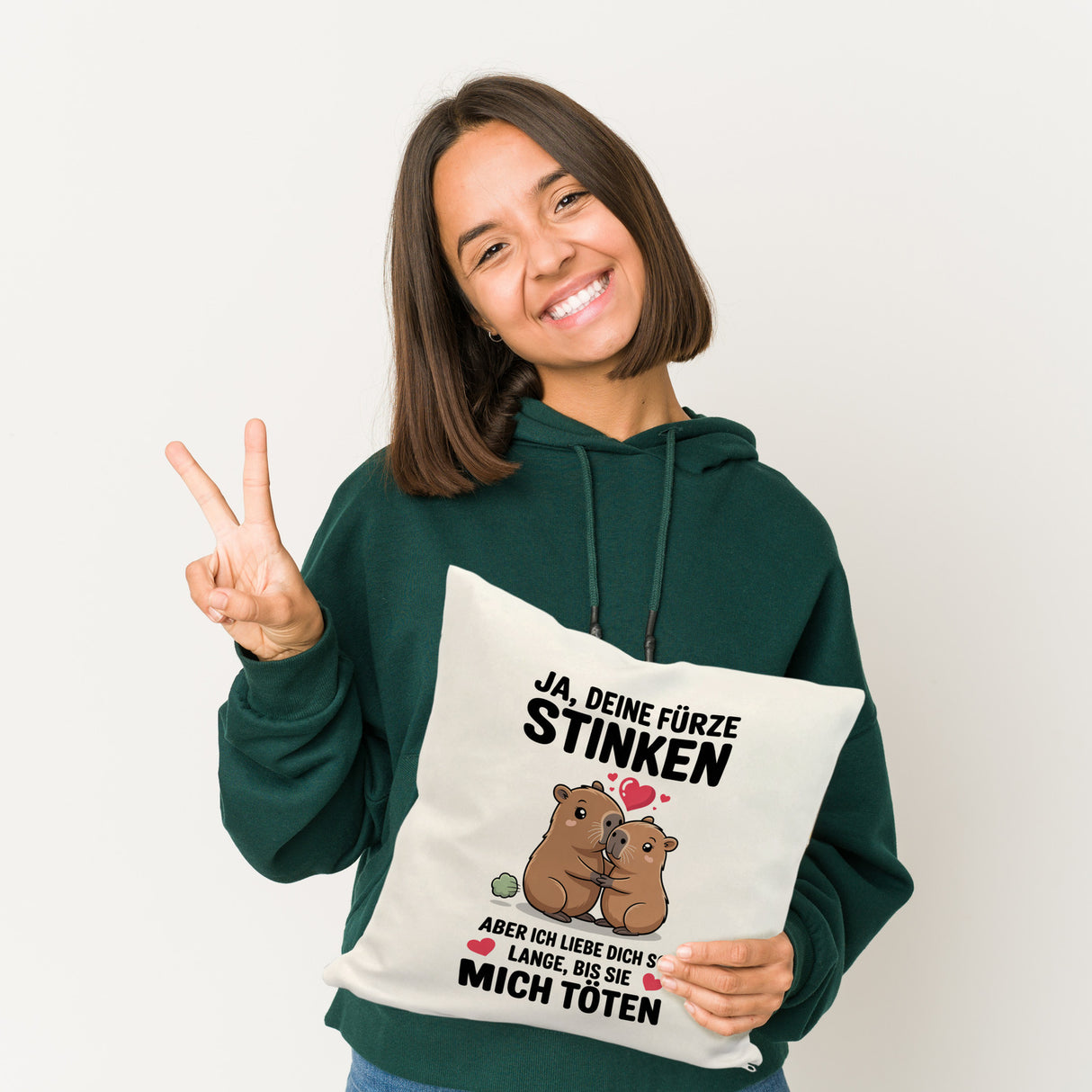 Capybara Pärchen Kissen - Ja, deine Fürze STINKEN