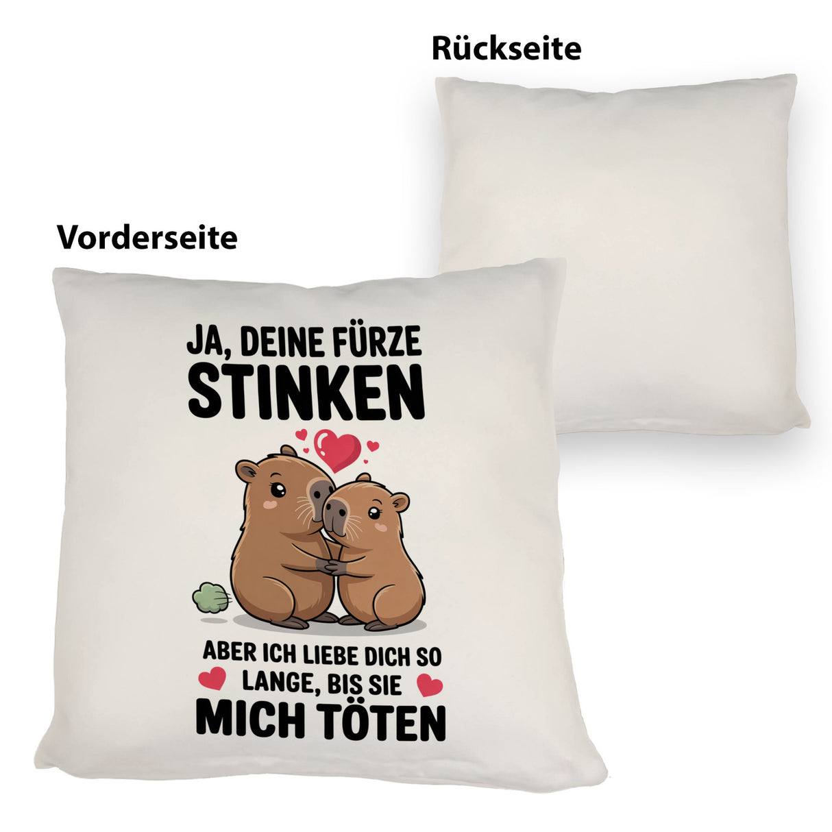 Capybara Pärchen Kissen - Ja, deine Fürze STINKEN