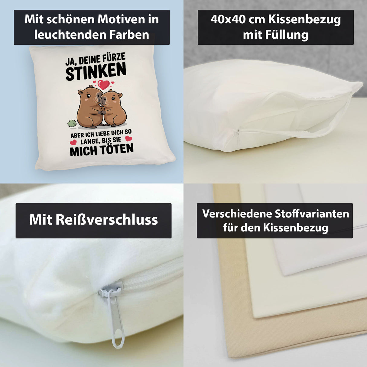 Capybara Pärchen Kissen - Ja, deine Fürze STINKEN