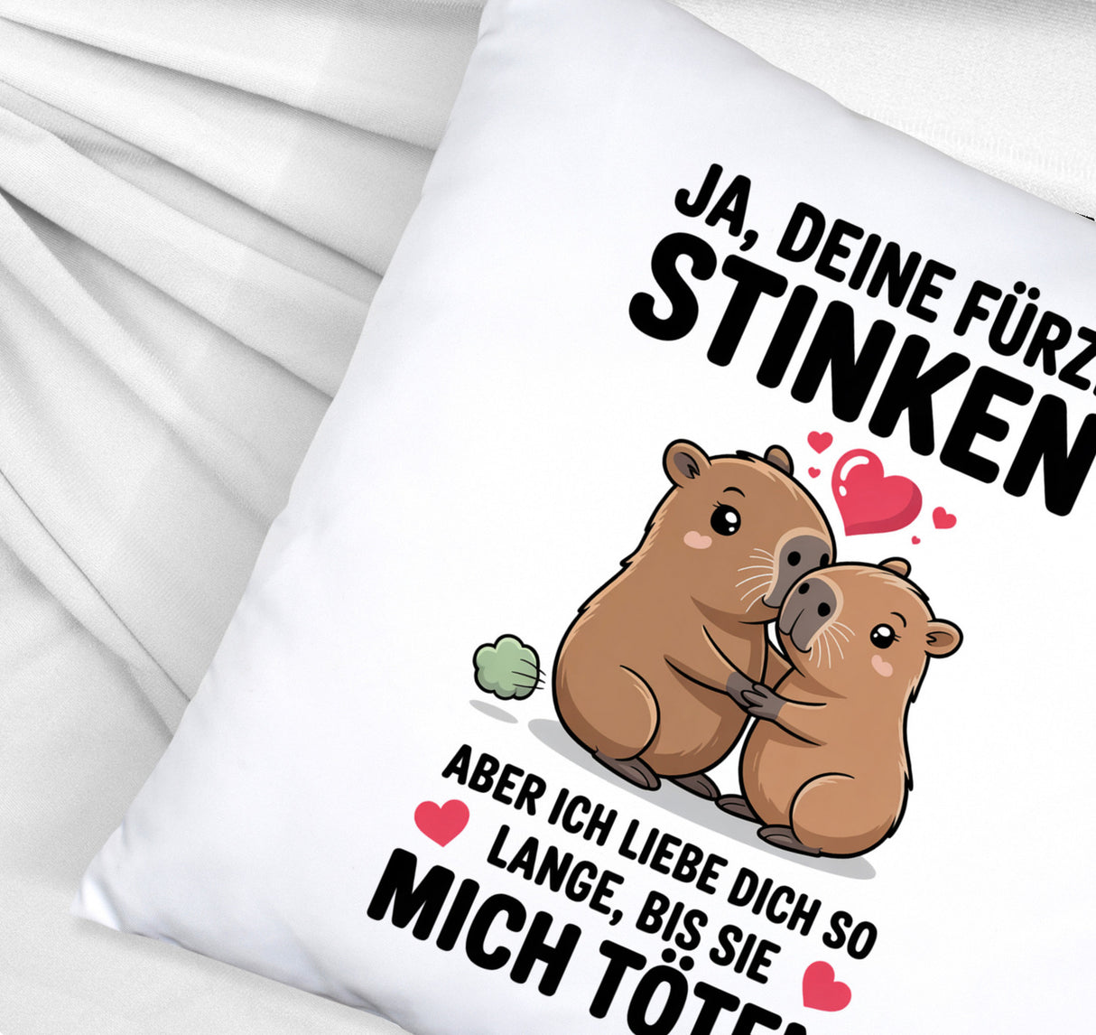 Capybara Pärchen Kissen - Ja, deine Fürze STINKEN
