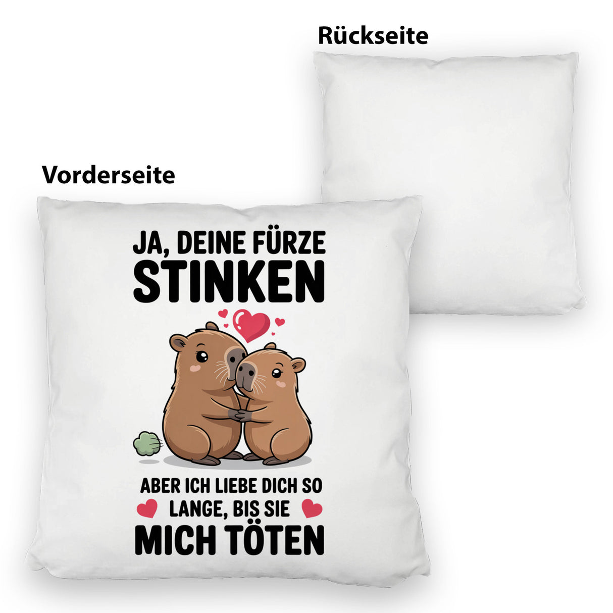 Capybara Pärchen Kissen - Ja, deine Fürze STINKEN