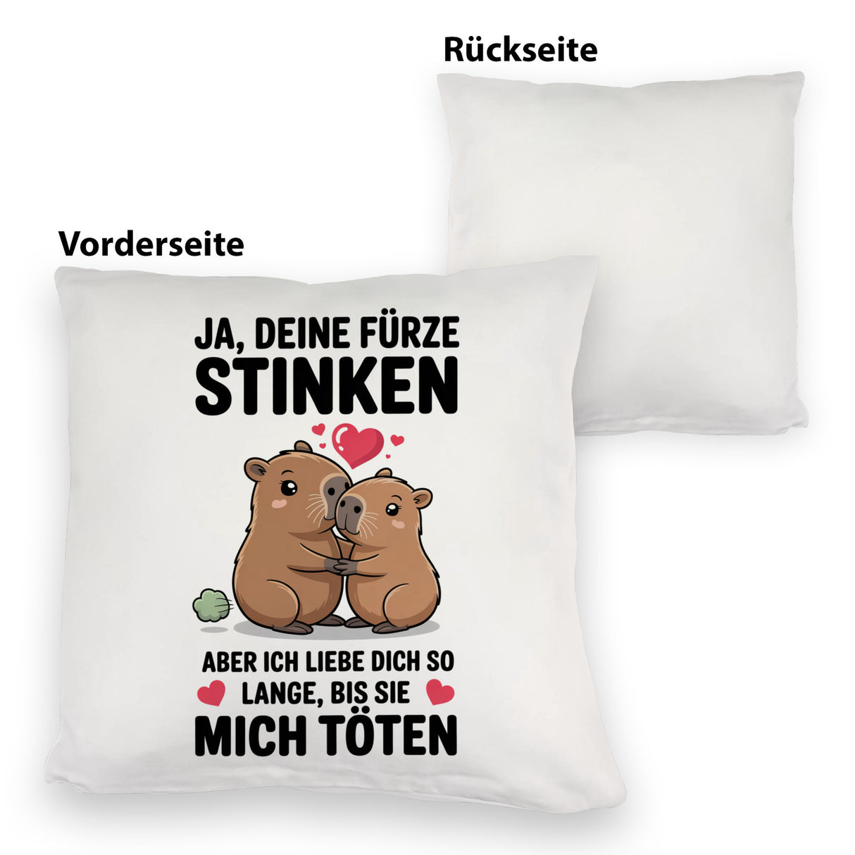 Capybara Pärchen Kissen - Ja, deine Fürze STINKEN