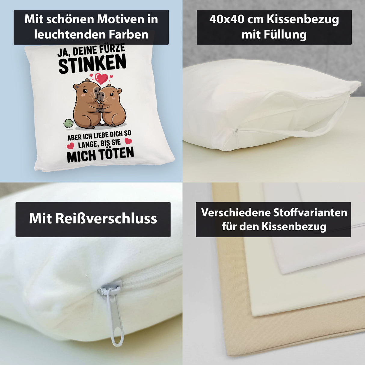 Capybara Pärchen Kissen - Ja, deine Fürze STINKEN