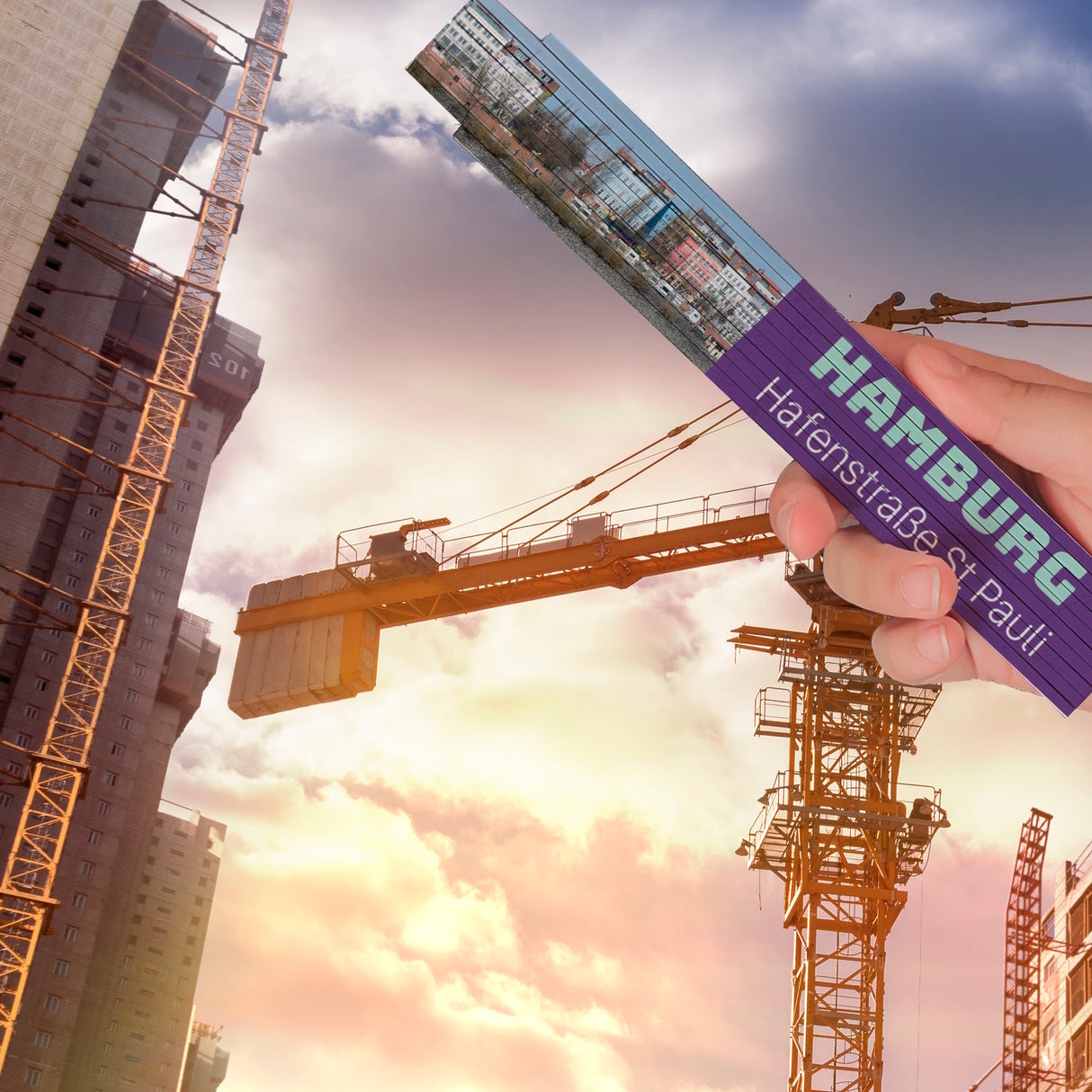 streetline Hamburg Hafenstraße St Pauli Meterstab aus Holz