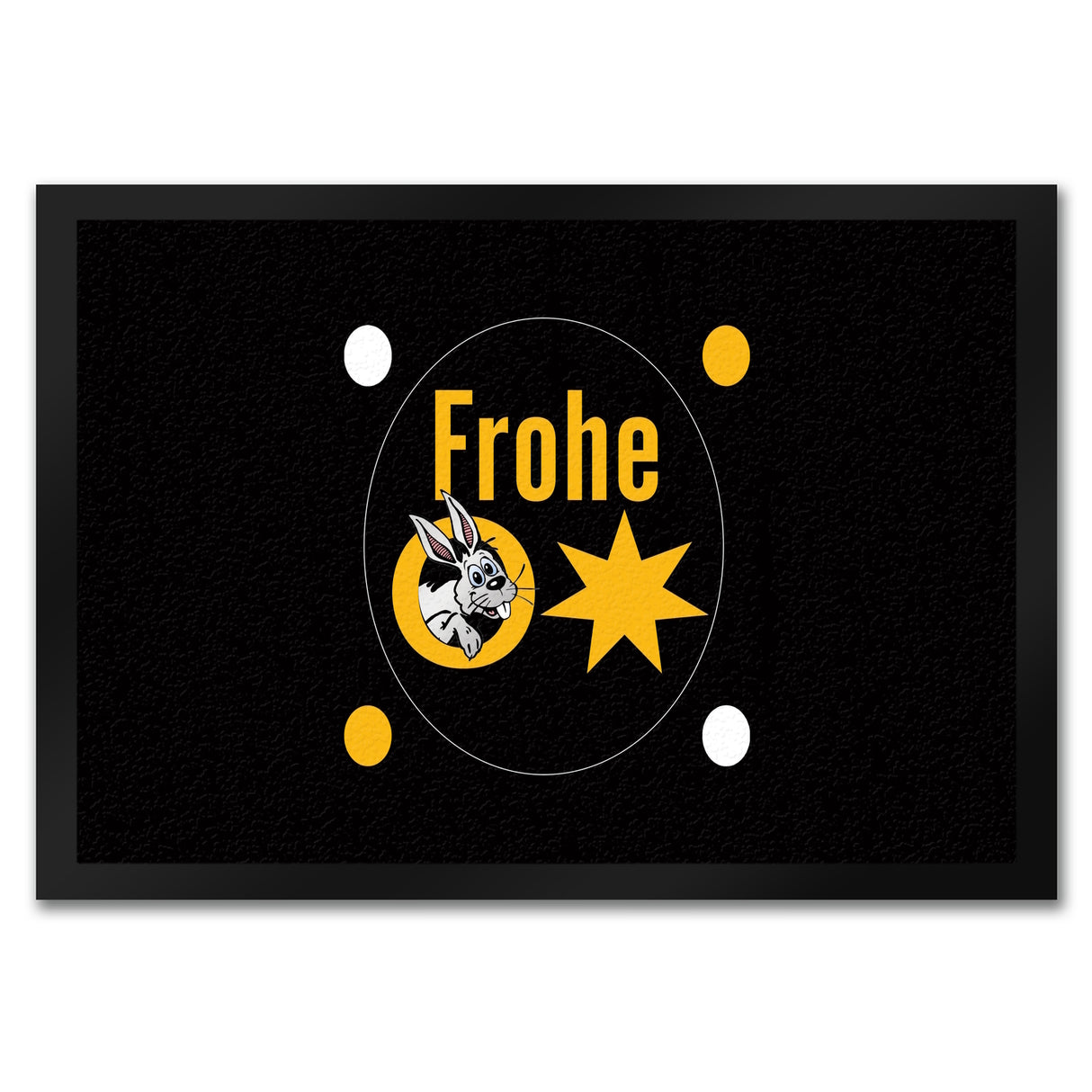 Osterhase Fußmatte in 35x50 cm mit Spruch: Frohe Ostern