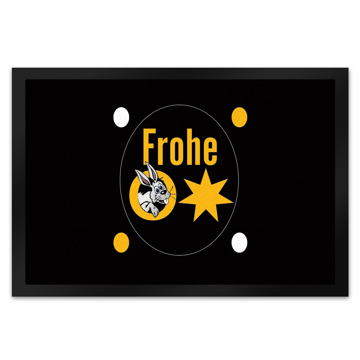 Osterhase Fußmatte in 35x50 cm mit Spruch: Frohe Ostern
