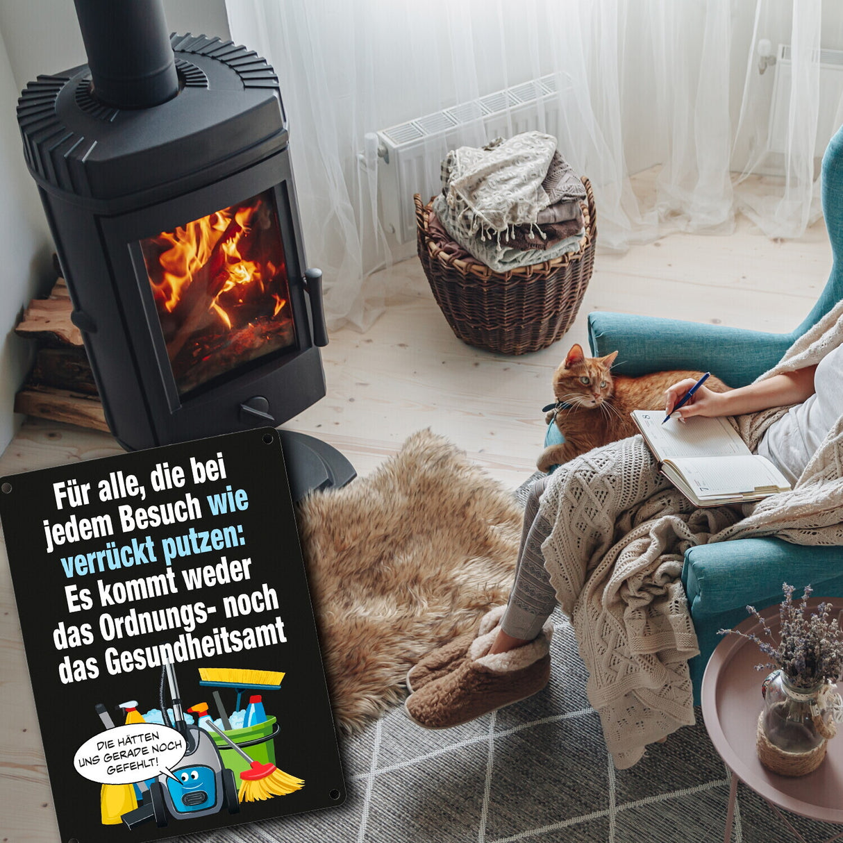 Haushalt Metallschild in 15x20 cm mit Spruch: Besuch ist kein Gesundheitsamt