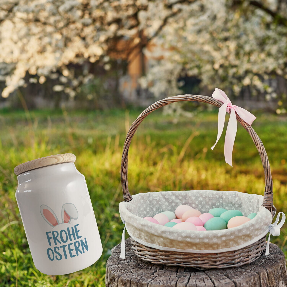 Frohe Ostern Keksdose mit niedlichen Hasenohren