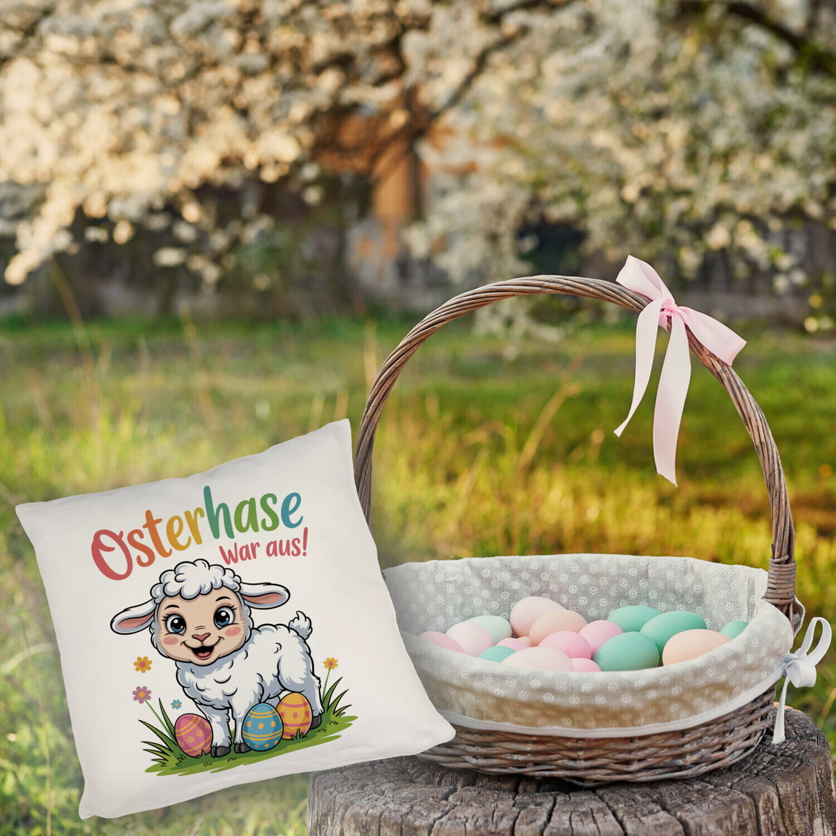 Osterlamm Kissen - Osterhase war aus