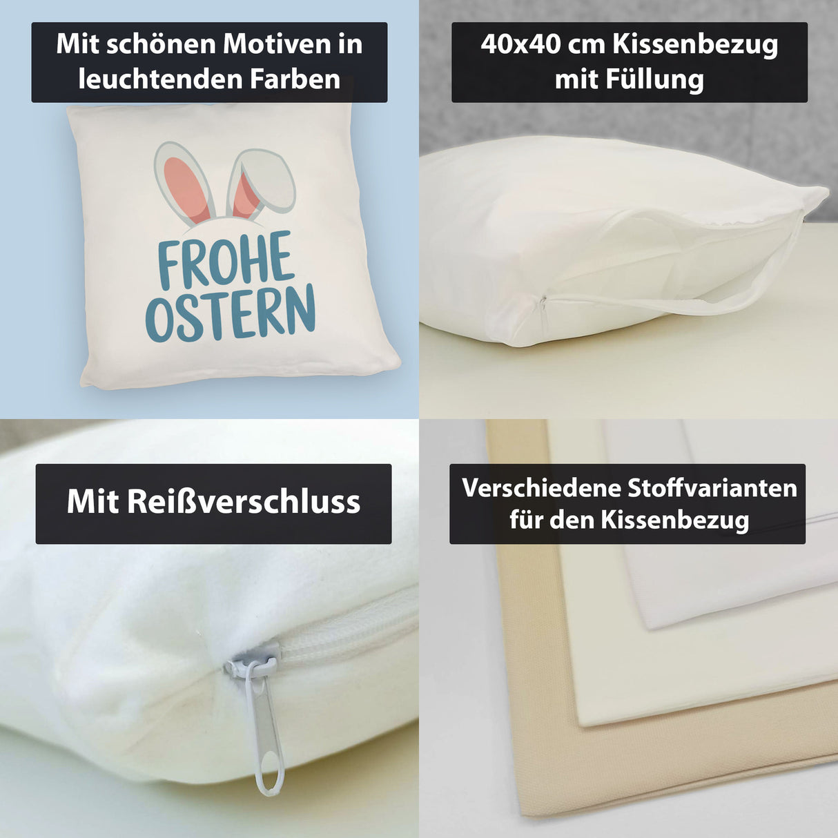 Frohe Ostern Kissen mit niedlichen Hasenohren