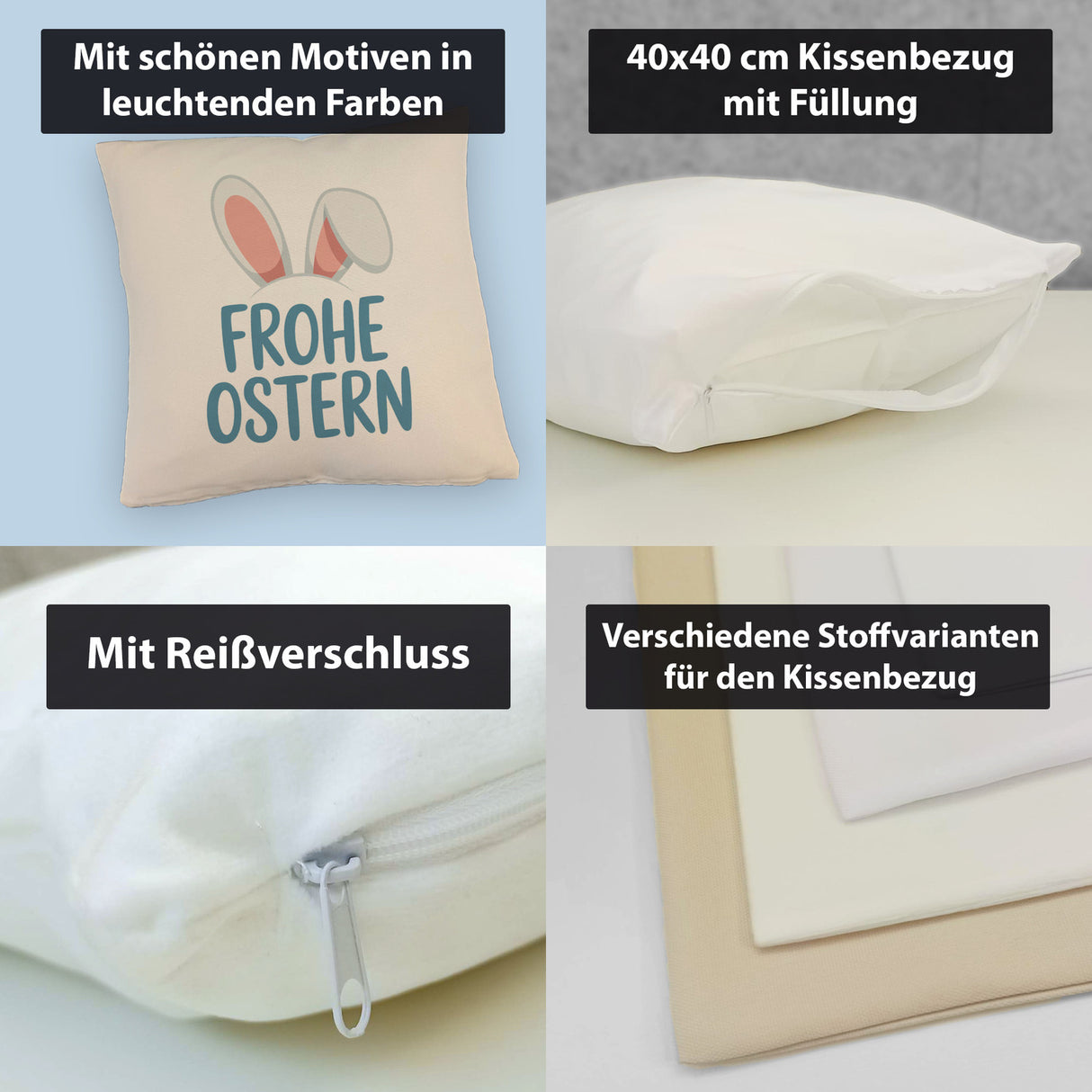 Frohe Ostern Kissen mit niedlichen Hasenohren