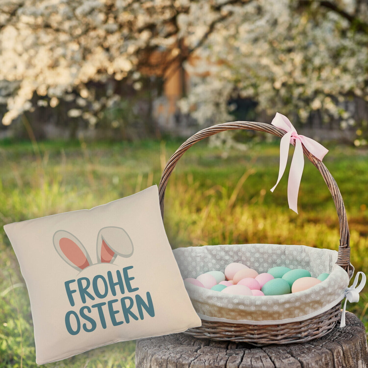 Frohe Ostern Kissen mit niedlichen Hasenohren