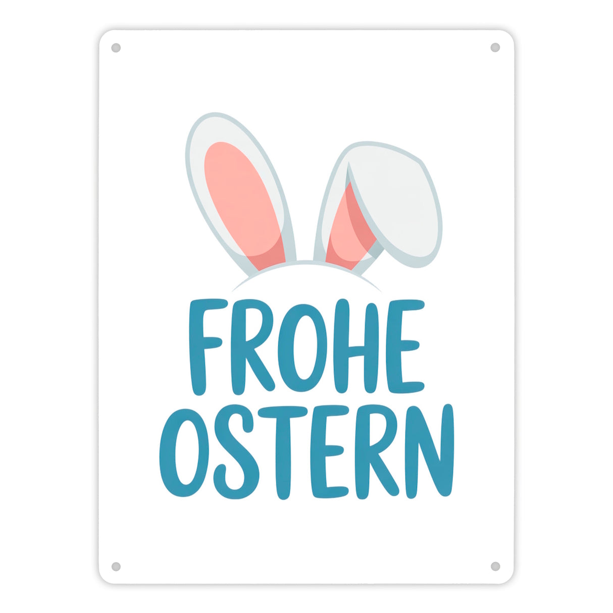 Frohe Ostern Metallschild in 15x20 cm mit niedlichen Hasenohren