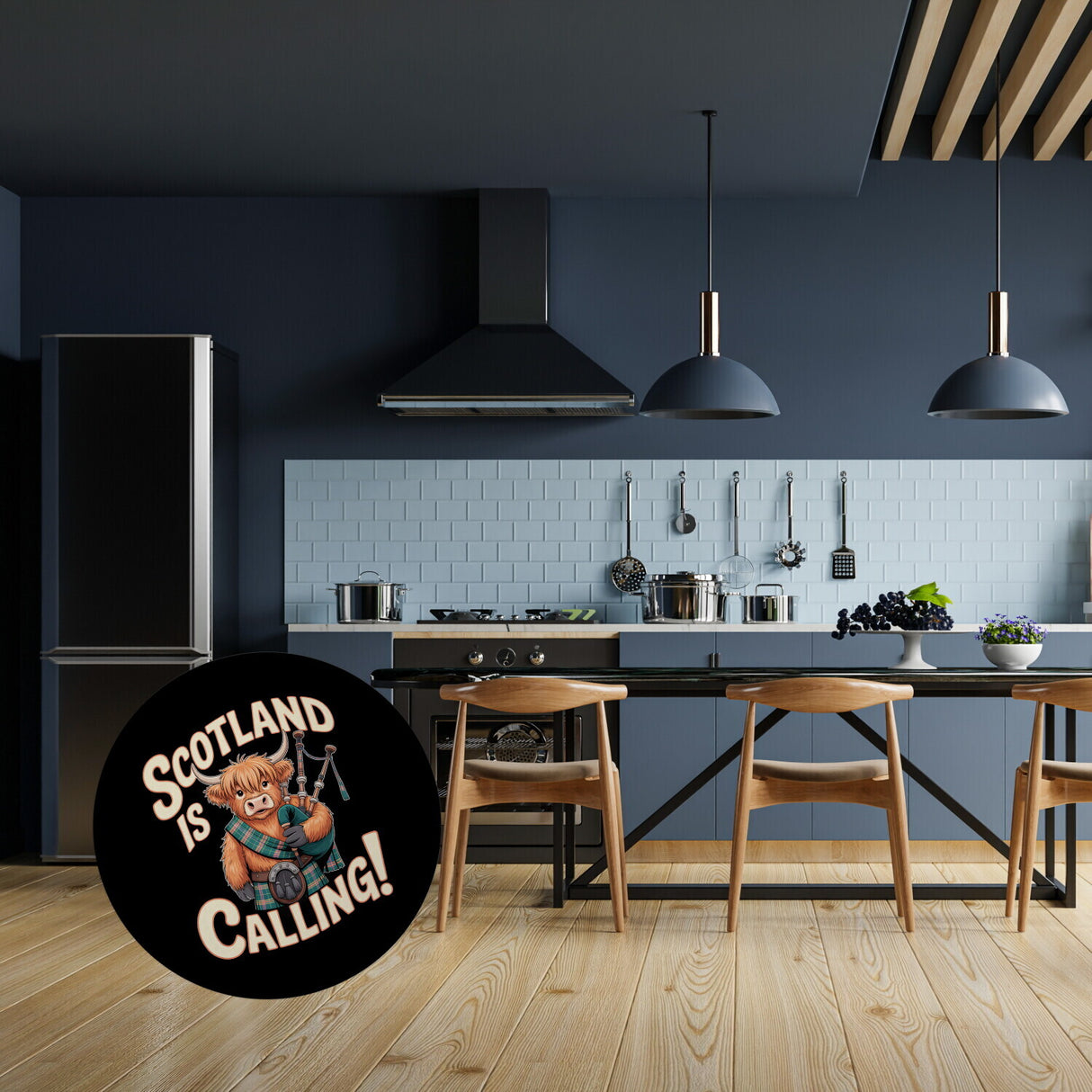 Scotland is calling! Magnet mit Highland-Kuh-Motiv