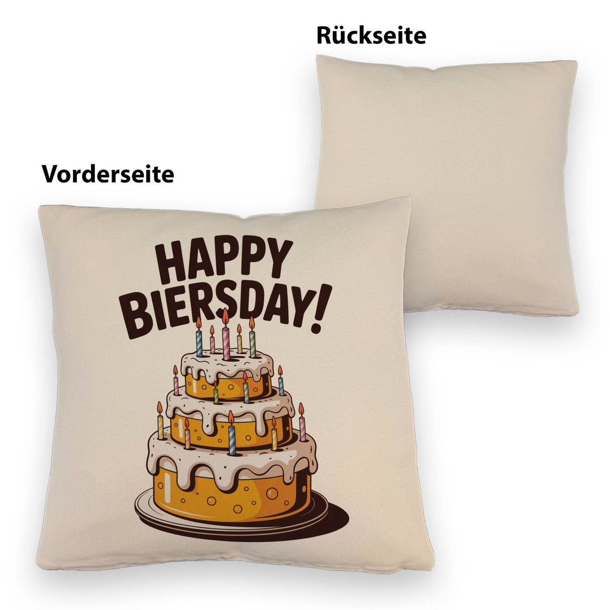 Bierkuchen Happy Biersday Kissen für Biertrinker zum Geburtstag