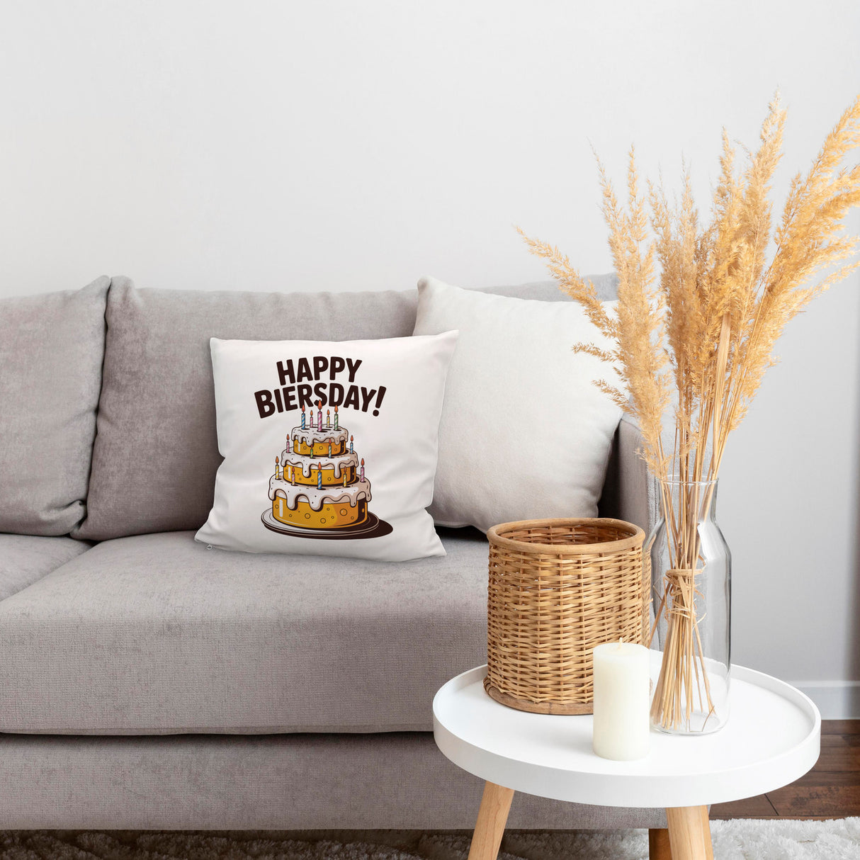 Bierkuchen Happy Biersday Kissen für Biertrinker zum Geburtstag