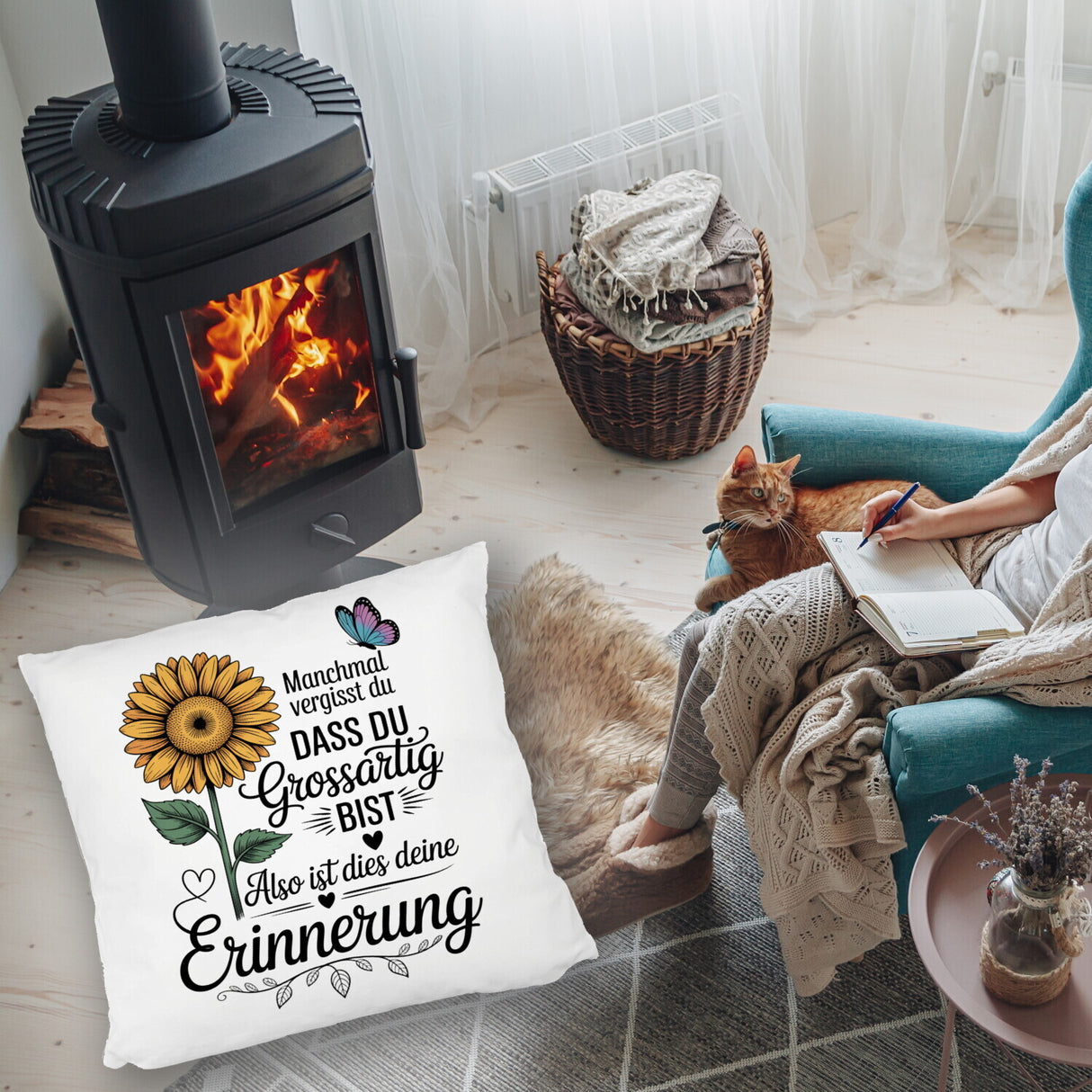 Du bist grossartig Kissen mit Sonnenblume