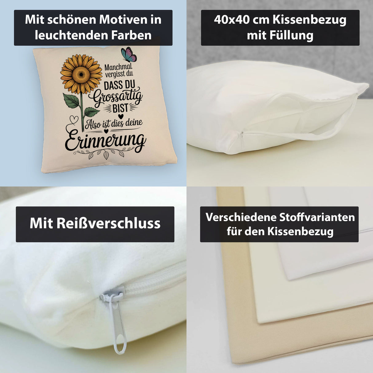 Du bist grossartig Kissen mit Sonnenblume